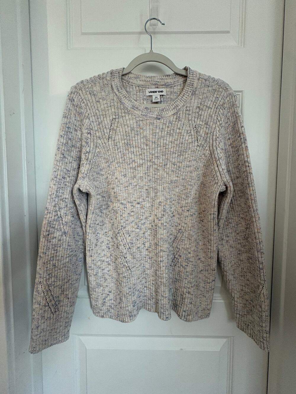 Lands' End Ribbed Marled Crewneck Sweater, Size 2X